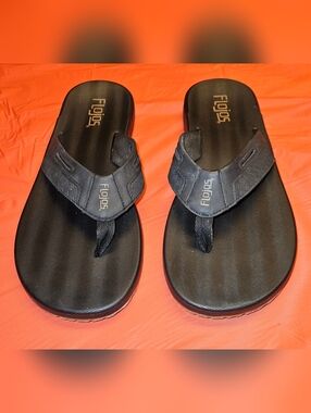 Flojos Mens Flip Flop/Sandals Man Made Material Fabric Lining Black sz12 E.U.C.